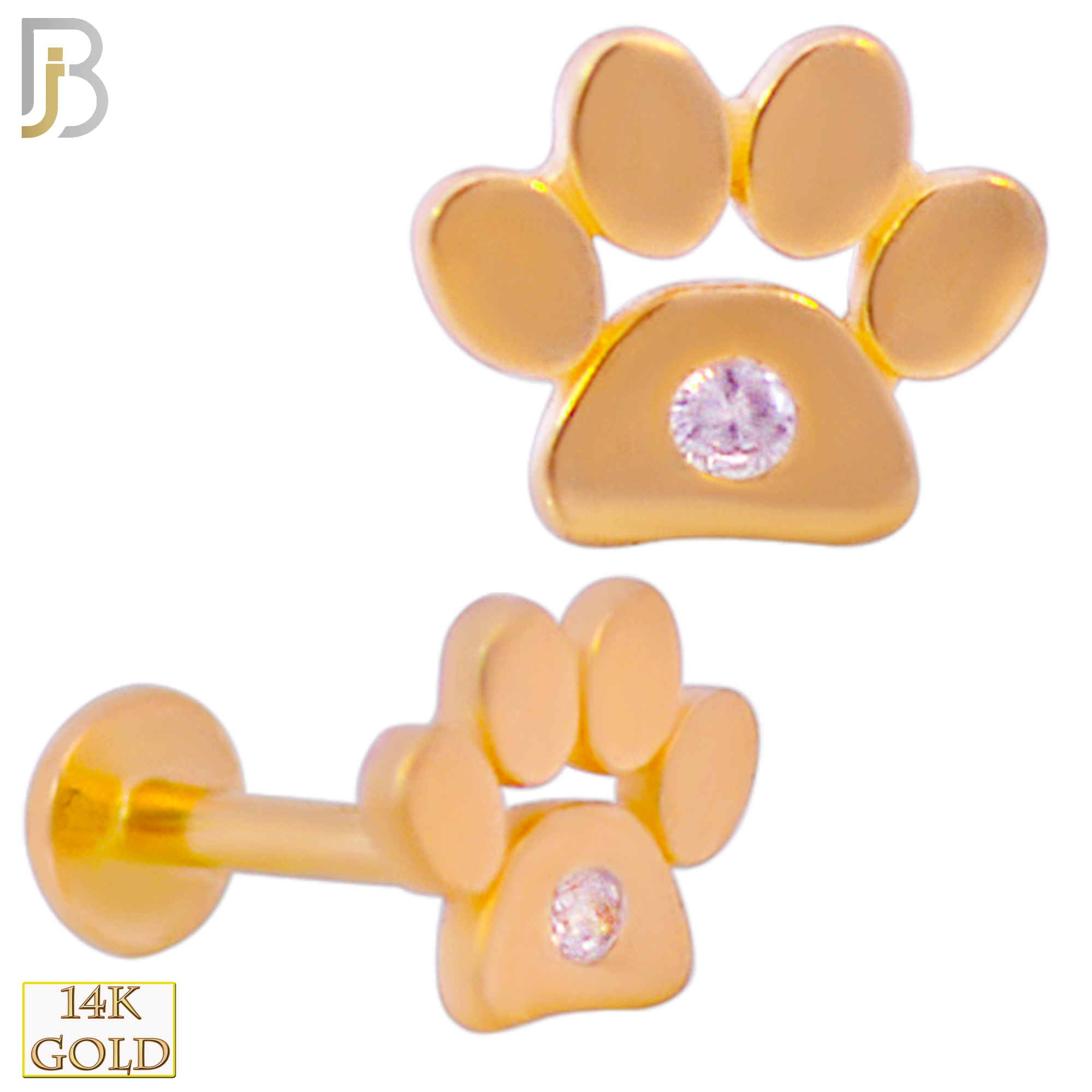 14-LB77 - 14k Yellow Gold Paw Print Labret image 0