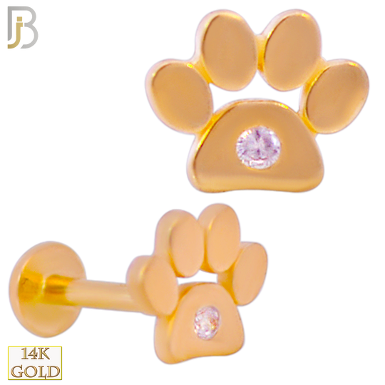 14-LB77 - 14k Yellow Gold Paw Print Labret image 0