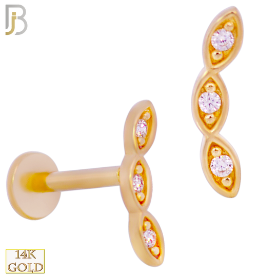 14-LB93 - 14k Yellow Three CZ in Marquise Shaped Setting image 0