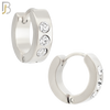 ES117 - 316L Stainless Steel Plain Huggies with Three Zircon Clip On image 1