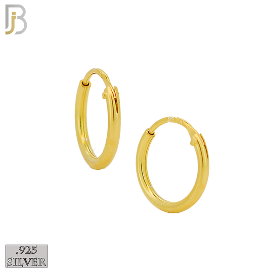 925-ES310G - .925 Sterling Silver in Gold Plating Plain Hoop Earrings image 4