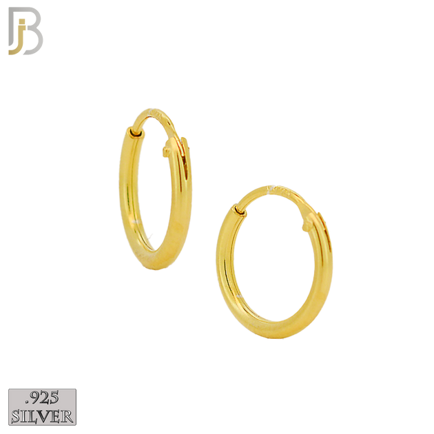 925-ES310G - .925 Sterling Silver in Gold Plating Plain Hoop Earrings image 4