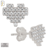 925-ES228 – 925 Sterling Silver Pixelated Heart Design Earring Stud with Multi Zircon image 4