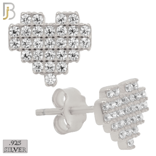 925-ES228 – 925 Sterling Silver Pixelated Heart Design Earring Stud with Multi Zircon image 4