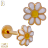 14-LB94 - 14k Yellow Gold 9 White Petal Daisy Flower Labret - Yellow Gold image