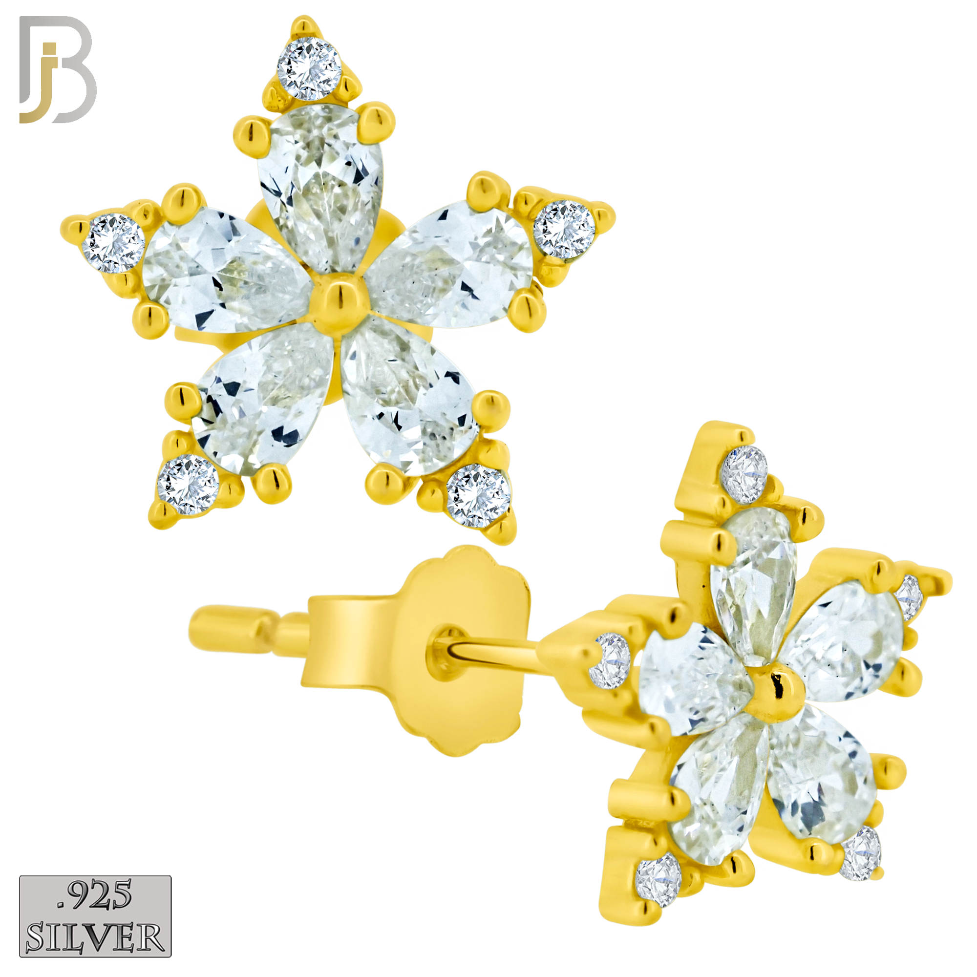 925-ES381 - .925 Sterling Silver Star Lantern with CZ Stud Earrings image 2