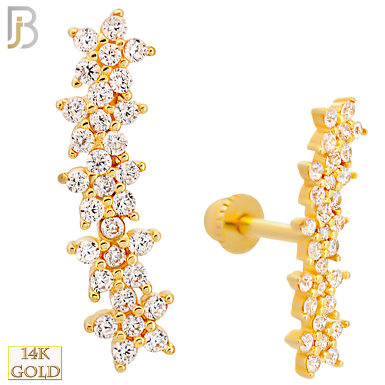 14-TB39 - 14k Yellow Gold Linking 5 Stars Tragus Barbell with Baby Screw Backing image 0