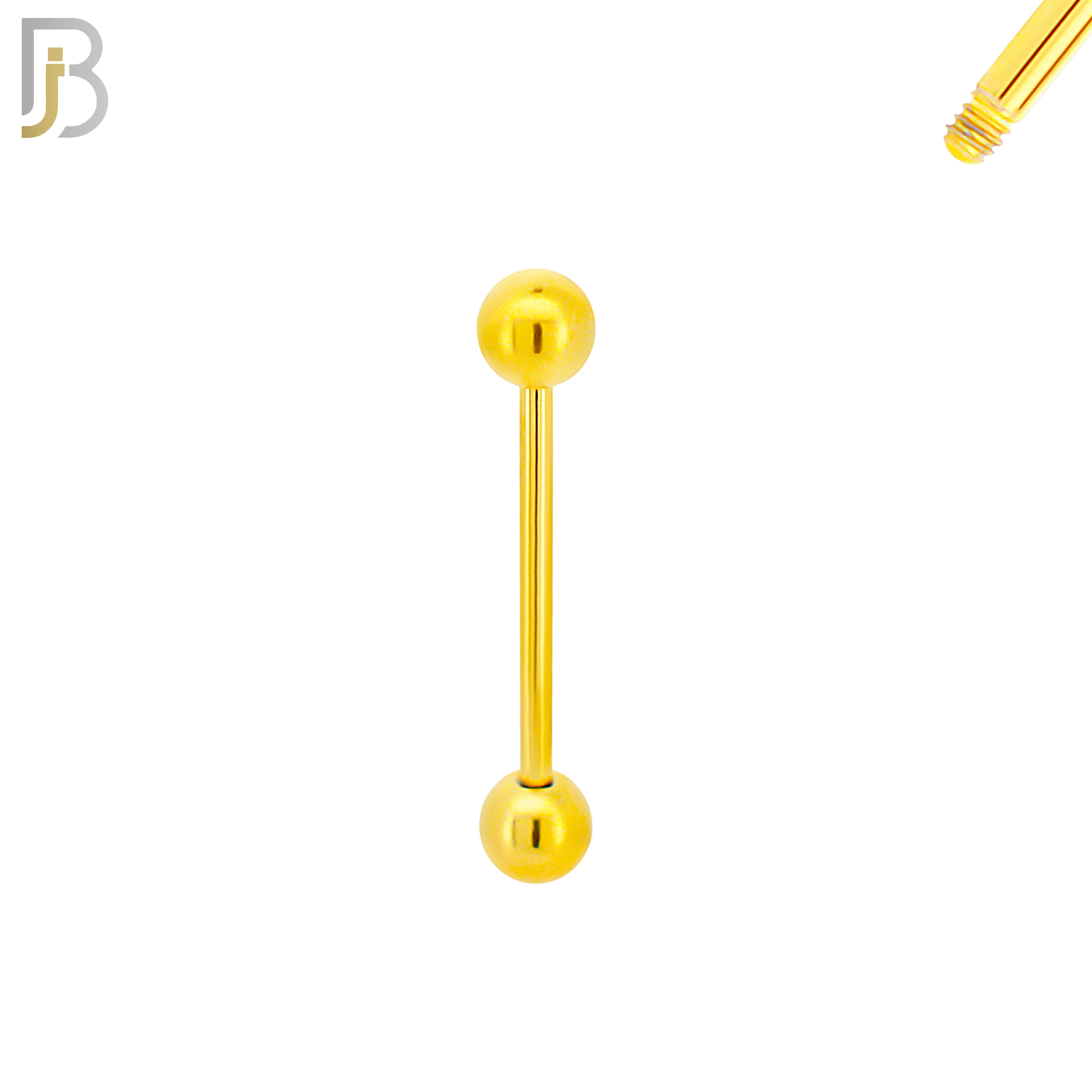 BB01G16 - 16G Thickness 316L Surgical Steel Screw Bar  Gold Plated Barbell Plain Screw External Threaded (PACK OF 6) image 2