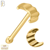 14-NR23BY - 14k Solid Gold Nose Bone Wavy Surface Crescent Moon Design - Yellow Gold image