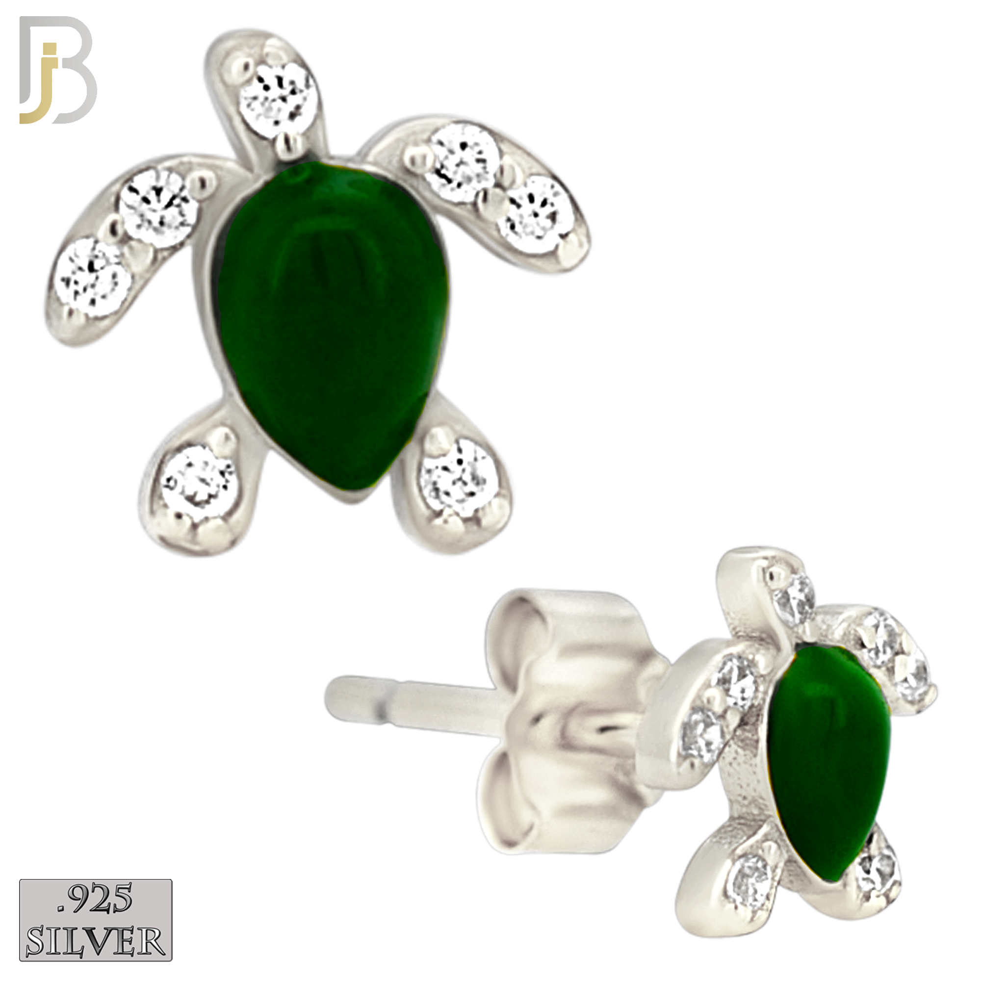 925-ES474 - 925 Sterling Silver Enamel Coated Turtle Push Back Stud Earring image 3