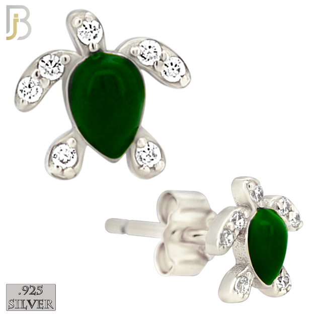925-ES474 - 925 Sterling Silver Enamel Coated Turtle Push Back Stud Earring image 3