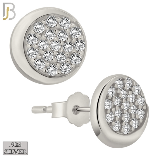 925-ES378 - .925 Sterling Silver CZ Studded Moon Phase Stud Earrings image 1