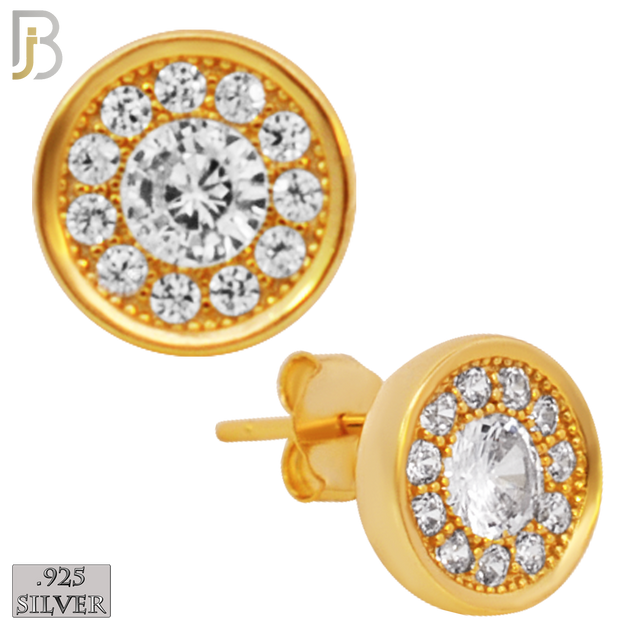 925-ES29 - .925 Sterling Silver 9mm Round Earrings Stud with Zircon image 2