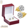 14-ES103LY - 14K Yellow Gold Screw Back Round Flower Design Stud Earrings with LAB Diamonds image 1