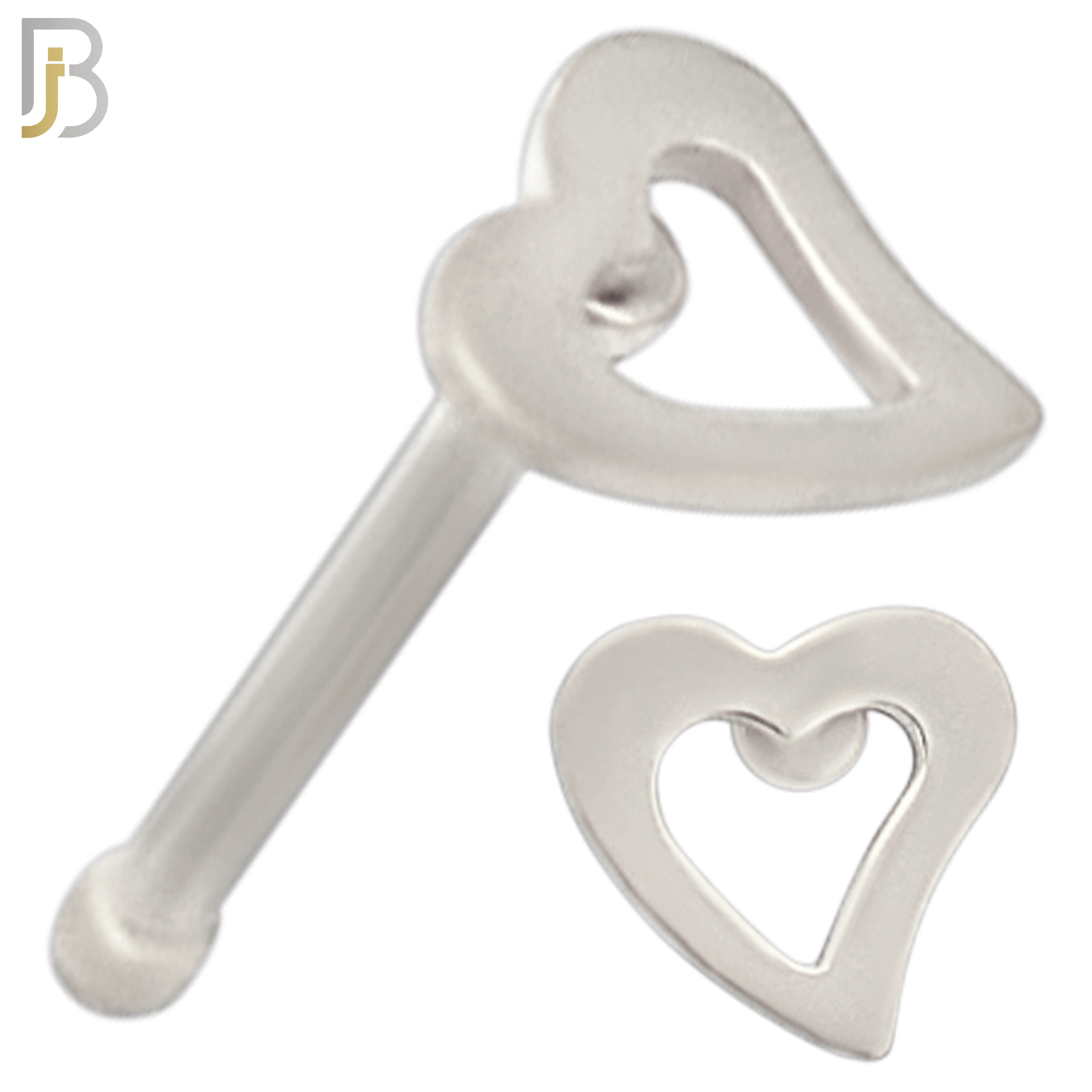 NR40B - 316L Surgical Steel Nose Bone Plain Curved Hollow Heart Design (PACK OF 6) image 1