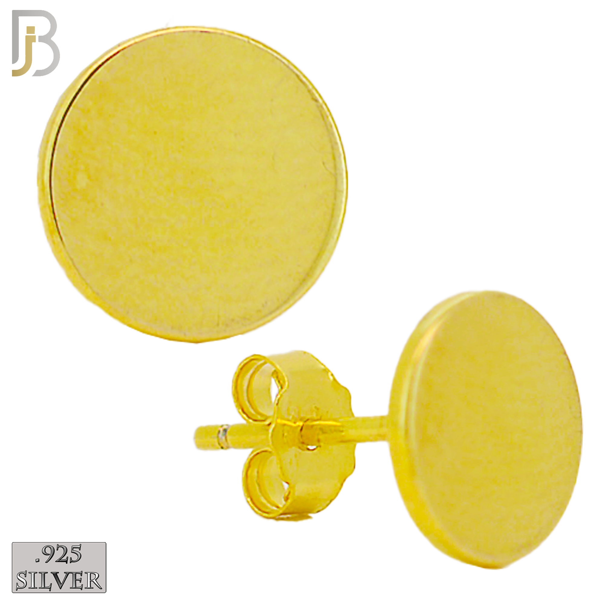925-ES63 - .925 Sterling Silver Concave Round Plain Design Earring Stud image