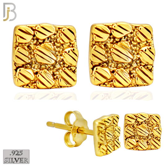 925-ES516 - 925 Sterling Silver Flat (Thin) Square Nugget Push Back Earrings image 0