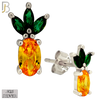925-ES444 - 925 Sterling Silver Pineapple Stud Earring with Multi Colored Zircon - Push Back image 1