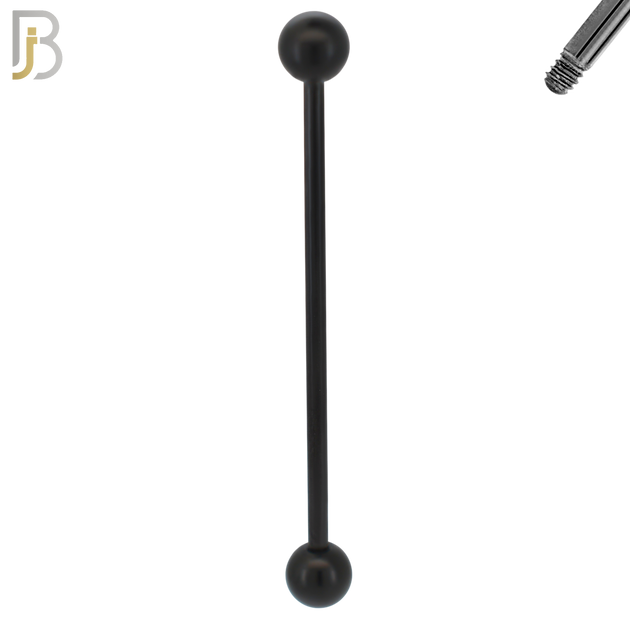 BB01K16 – 16G Thickness 316L Surgical Steel Screw Bar Black Plated Barbell Plain Screw External Threaded (PACK OF 6)