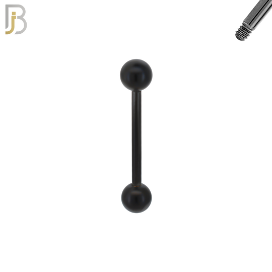 BB01K16 – 16G Thickness 316L Surgical Steel Screw Bar Black Plated Barbell Plain Screw External Threaded (PACK OF 6)