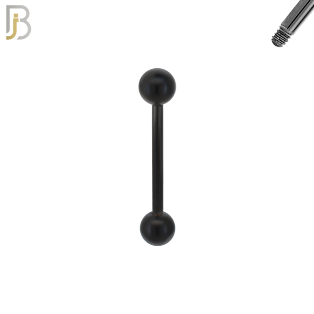 BB01K16 – 16G Thickness 316L Surgical Steel Screw Bar Black Plated Barbell Plain Screw External Threaded (PACK OF 6)