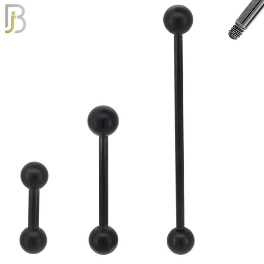 BB01K16 – 16G Thickness 316L Surgical Steel Screw Bar Black Plated Barbell Plain Screw External Threaded (PACK OF 6)
