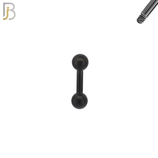 BB01K16 – 16G Thickness 316L Surgical Steel Screw Bar Black Plated Barbell Plain Screw External Threaded (PACK OF 6)