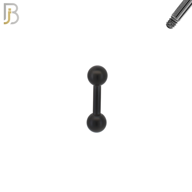 BB01K16 – 16G Thickness 316L Surgical Steel Screw Bar Black Plated Barbell Plain Screw External Threaded (PACK OF 6)