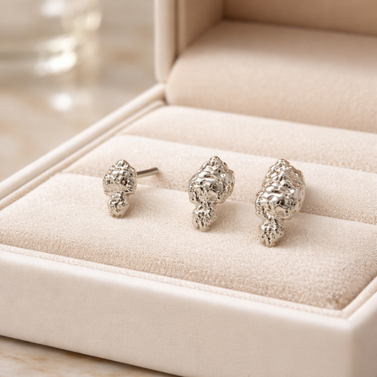 BR-ES532 - Brass Diamond‑Cut Nugget Push‑Back Earrings