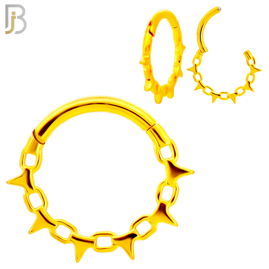 CT136 - 316L Steel Chain and Spike Clicker Hinged Hoops (Pack of 4)