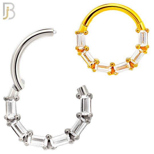 316L Steel Baguette Sparkle Clicker Hoops (Pack)