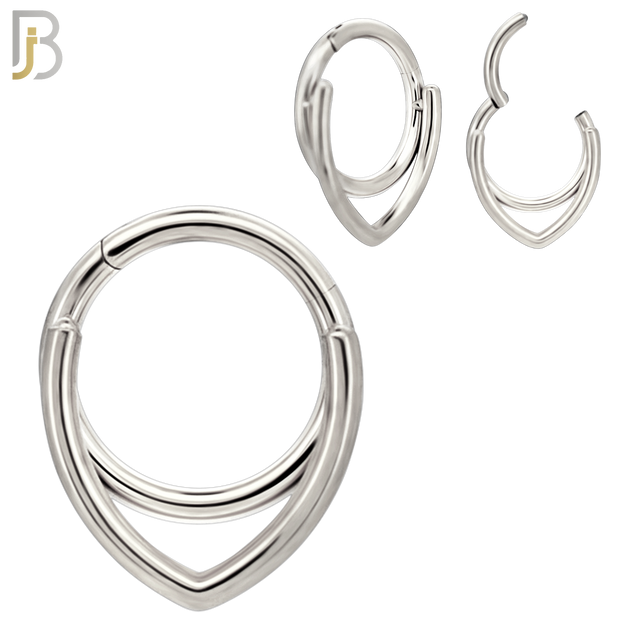 CT145 - 316L Steel Tribal Teardrops Clicker Hinged Hoops  (Pack of 4)
