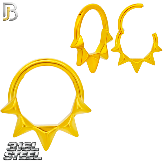 CT158 - 316L Steel Five Spike Clicker Hinged Hoops  (Pack of 4)