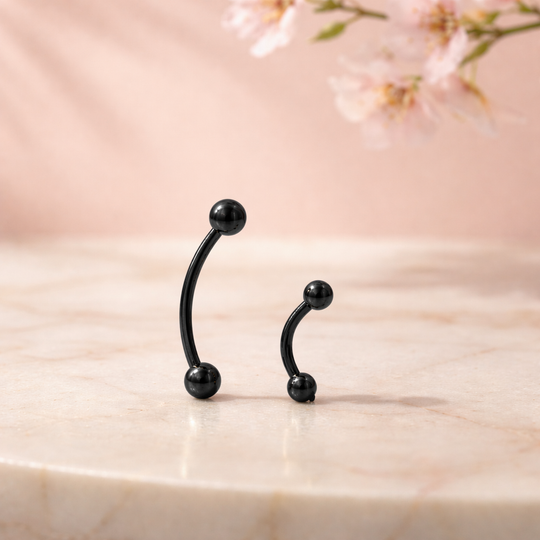 PK-EC01M - 316L Surgical Steel Body Jewelry – Curved Barbell with Ball & Spike Ends, External Threaded