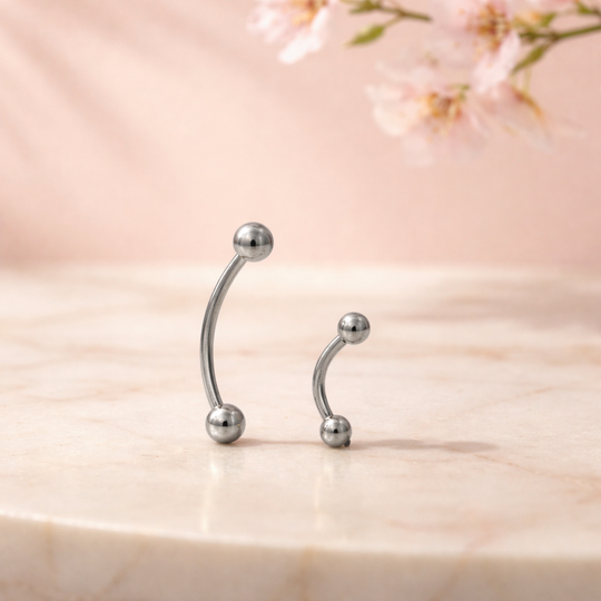 14-EC01 - 14k Solid Gold Eyebrow Plain Design External Threaded Screw