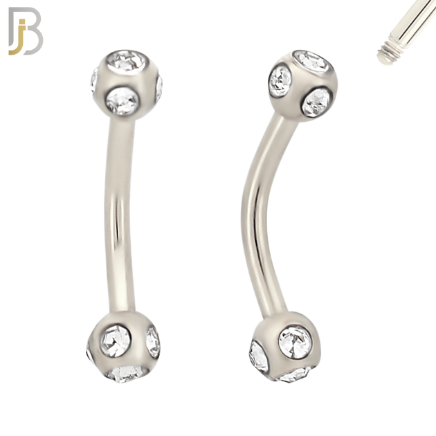 EC06 - 316L Surgical Steel Plated Curved Disco Ball Cubic Zirconia External Threaded (PACK OF 6)