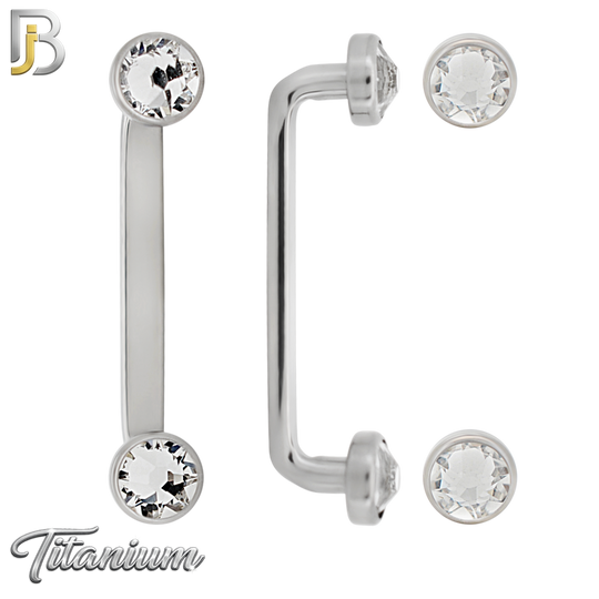 G23-BB78 - G23 Titanium Internally Threaded Staple Surface Barbell with Bezel‑Set CZ (Pack of 6)