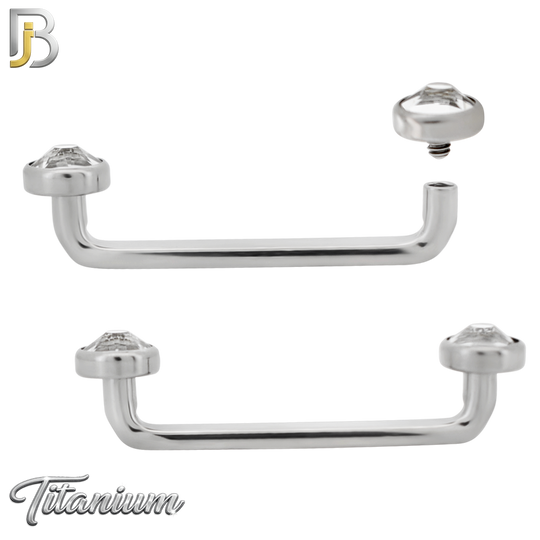 G23-BB78 - G23 Titanium Internally Threaded Staple Surface Barbell with Bezel‑Set CZ (Pack of 6)