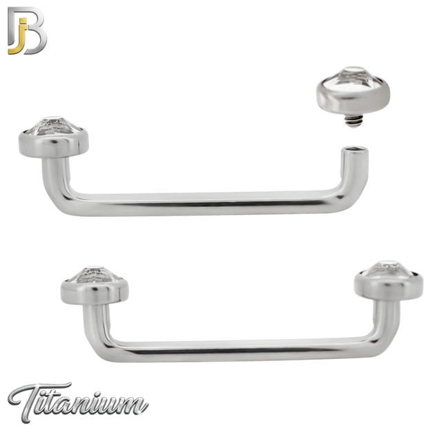 G23-BB78 - G23 Titanium Internally Threaded Staple Surface Barbell with Bezel‑Set CZ (Pack of 6)