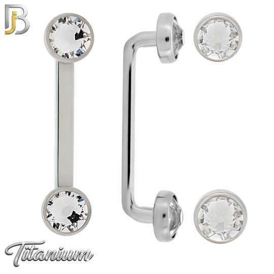 G23-BB78 - G23 Titanium Internally Threaded Staple Surface Barbell with Bezel‑Set CZ (Pack of 6)