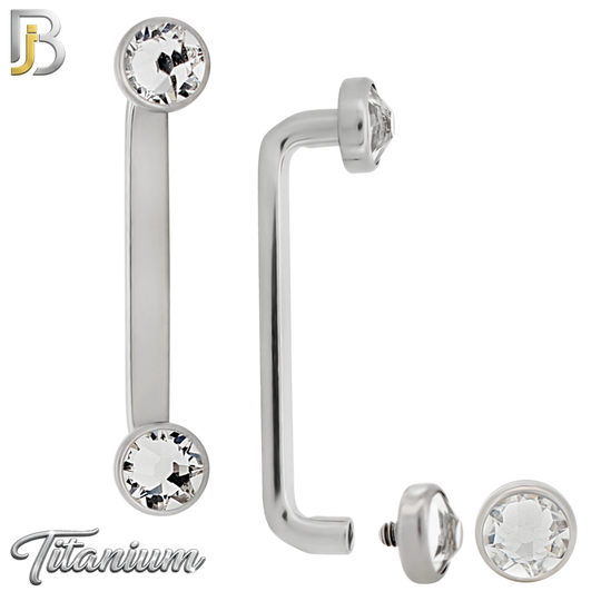 G23-BB78 - G23 Titanium Internally Threaded Staple Surface Barbell with Bezel‑Set CZ (Pack of 6)