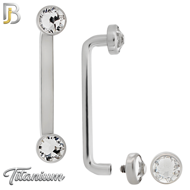 G23-BB78 - G23 Titanium Internally Threaded Staple Surface Barbell with Bezel‑Set CZ (Pack of 6)