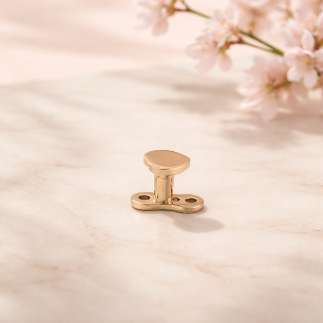 G23-DM10 - 14g G23 Titanium Anchor with Surgical Steel Heart Dermal Top (Pack of 6)