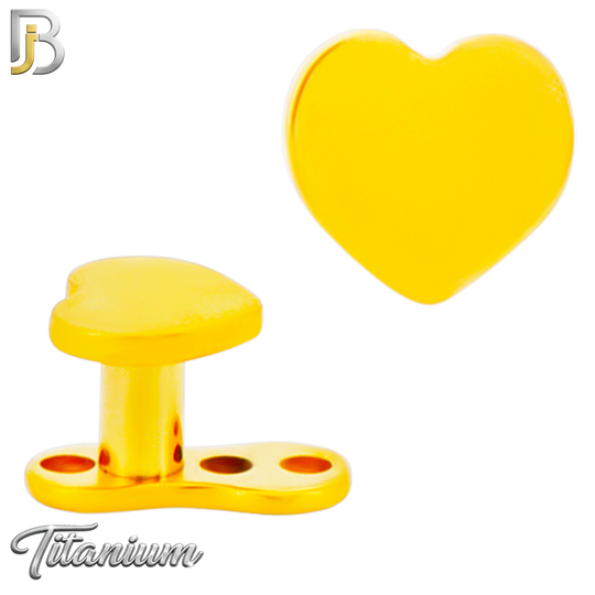G23-DM10 - 14g G23 Titanium Anchor with Surgical Steel Heart Dermal Top (Pack of 6)