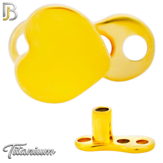 G23-DM10 - 14g G23 Titanium Anchor with Surgical Steel Heart Dermal Top (Pack of 6)
