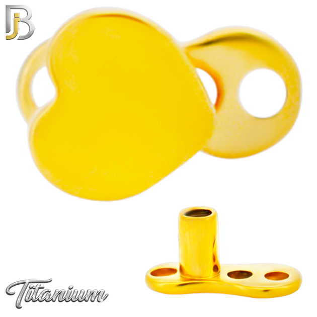 G23-DM10 - 14g G23 Titanium Anchor with Surgical Steel Heart Dermal Top (Pack of 6)