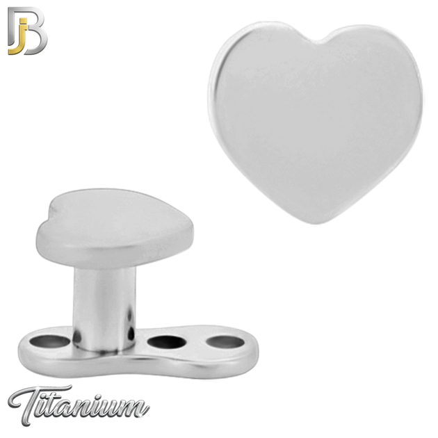 G23-DM10 - 14g G23 Titanium Anchor with Surgical Steel Heart Dermal Top (Pack of 6)