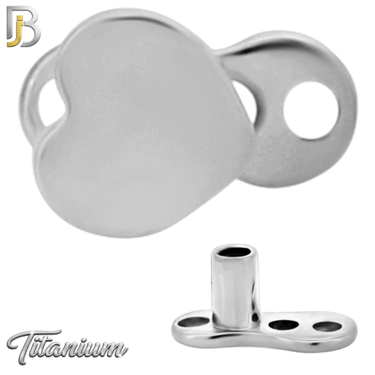 G23-DM10 - 14g G23 Titanium Anchor with Surgical Steel Heart Dermal Top (Pack of 6)