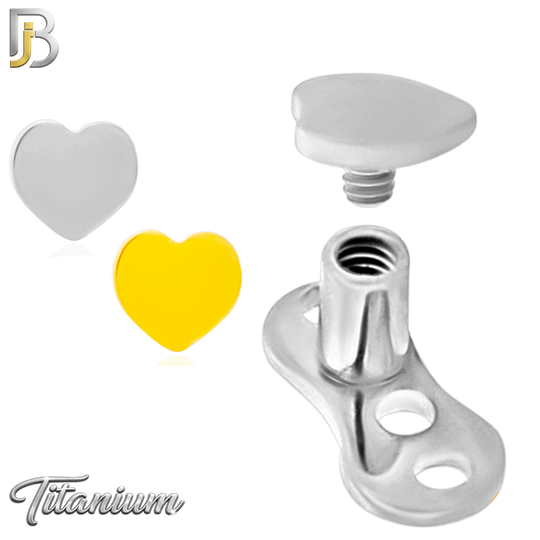 G23-DM10 - 14g G23 Titanium Anchor with Surgical Steel Heart Dermal Top (Pack of 6)