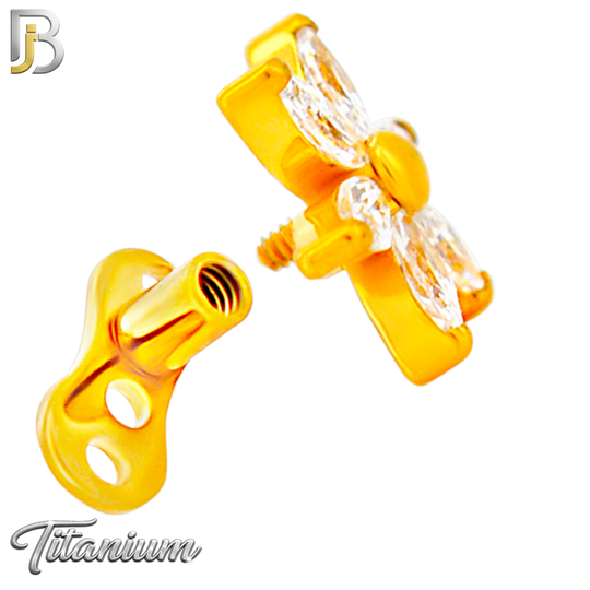 G23-DM22 - 14g G23 Titanium Anchor paired with a Surgical Steel Six‑Petal Flower Dermal Top (Pack of 6)
